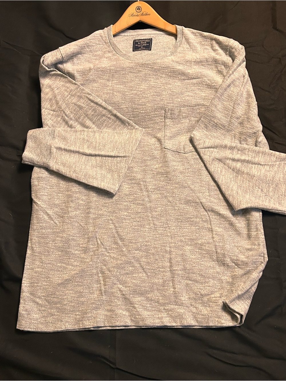 Abercrombie & Fitch Heather Gray Crewneck Sweater with Chest Pocket